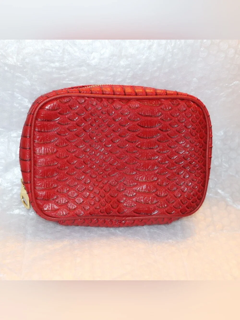 Nordstrom luxury‎ cosmetic  small pouch  embossed Croc Beauty Bag